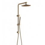 Aqua 10'' Round Brushed Yellow Gold Shower Station Top Water Inlet(Right Angle)